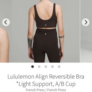 Lululemon align reversible bra A/B cup Size 10